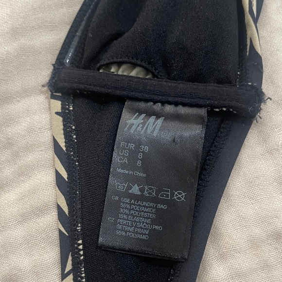 H&M Womens Bandeau Bikini Top Size 8 Cream Black Swimsuit - Picture 4 of 4